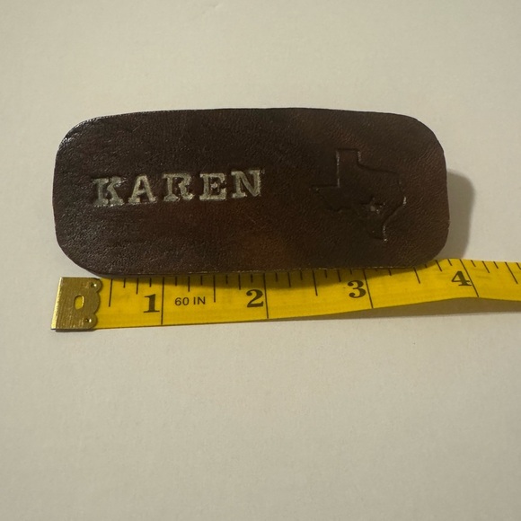 Barrette. “Karen” and Texas Image. Approx. 4”x 1.5” - Picture 5 of 6